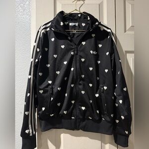 Adidas Black and White Heart Pattern Vintage Jacket